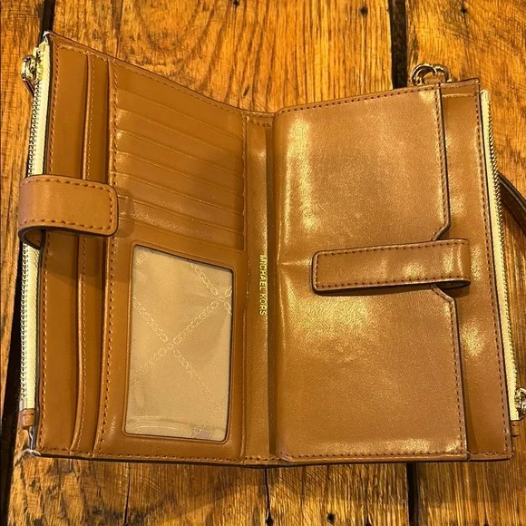 Michael Kors Signature MK Logo Wristlet – Beige & Brown - Picture 4 of 6